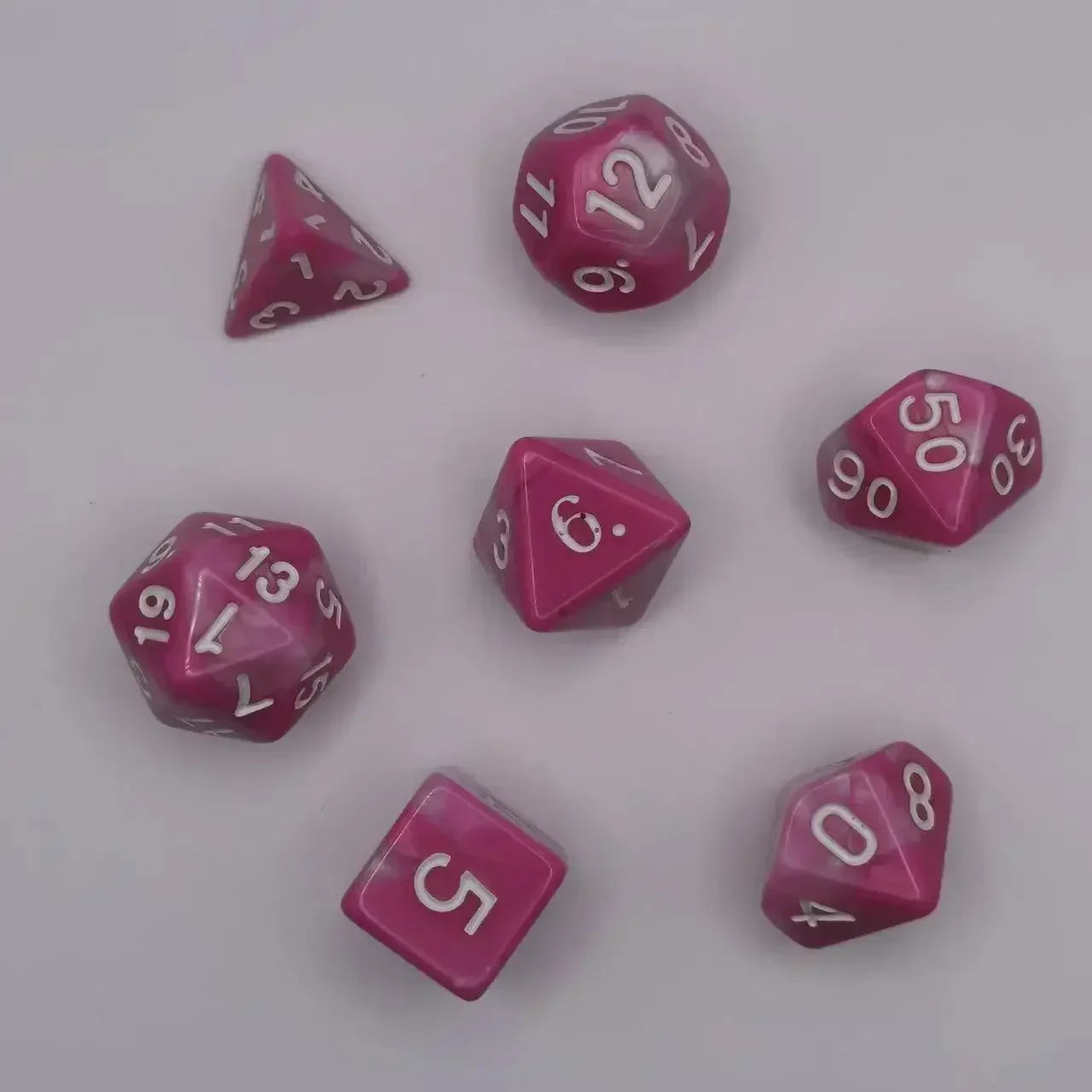 7pcs Set Dual Color Polyhedral Dice Number Dice Kit DND Dice Set for TRPG RPG COC D20 D12 D10 D8 D6 D4 Board Game Running Group