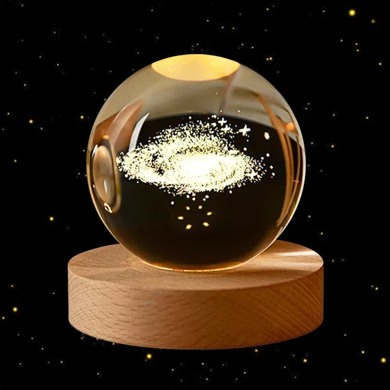 Illuminate you desk, bookshelf or night stand with one of these cool 6cm 3D Crystal globe lights. Choose from a variety of themes such as the Moon, Saturn, the Galaxy and the Solar System.