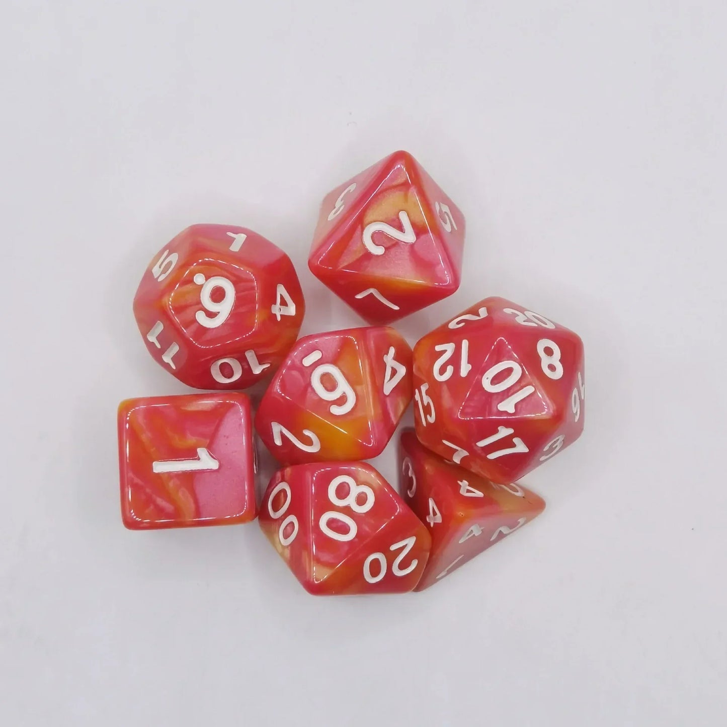 7pcs Set Dual Color Polyhedral Dice Number Dice Kit DND Dice Set for TRPG RPG COC D20 D12 D10 D8 D6 D4 Board Game Running Group