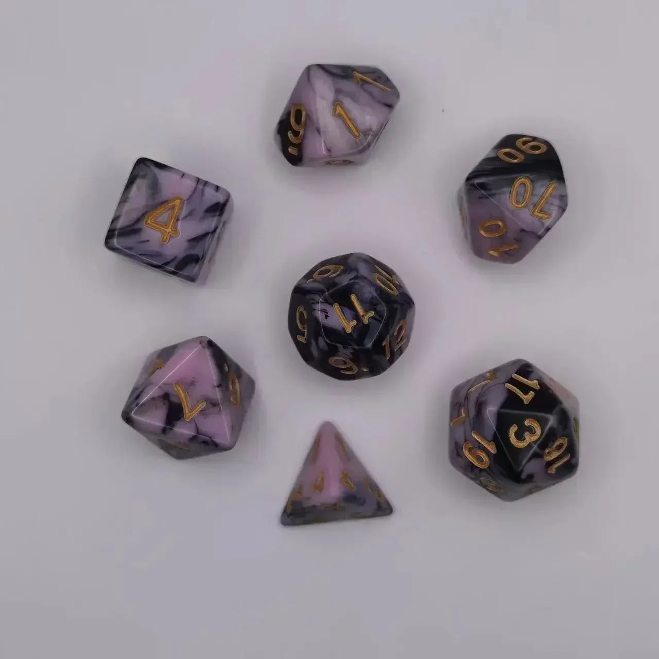 7pcs Set Dual Color Polyhedral Dice Number Dice Kit DND Dice Set for TRPG RPG COC D20 D12 D10 D8 D6 D4 Board Game Running Group