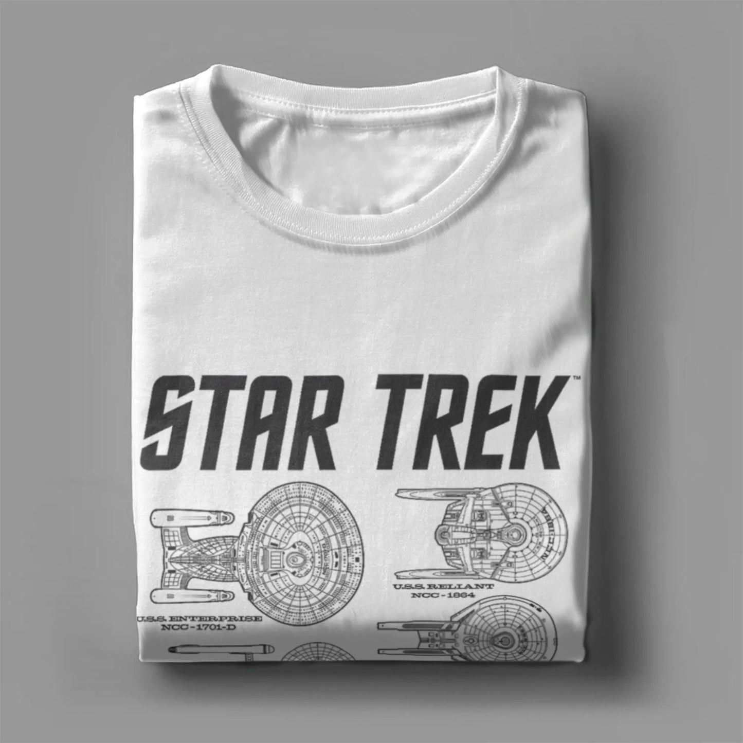 Star Trek T-Shirt Mens Spaceships Of Starfleet round Neck Short Sleeve T Shirt.