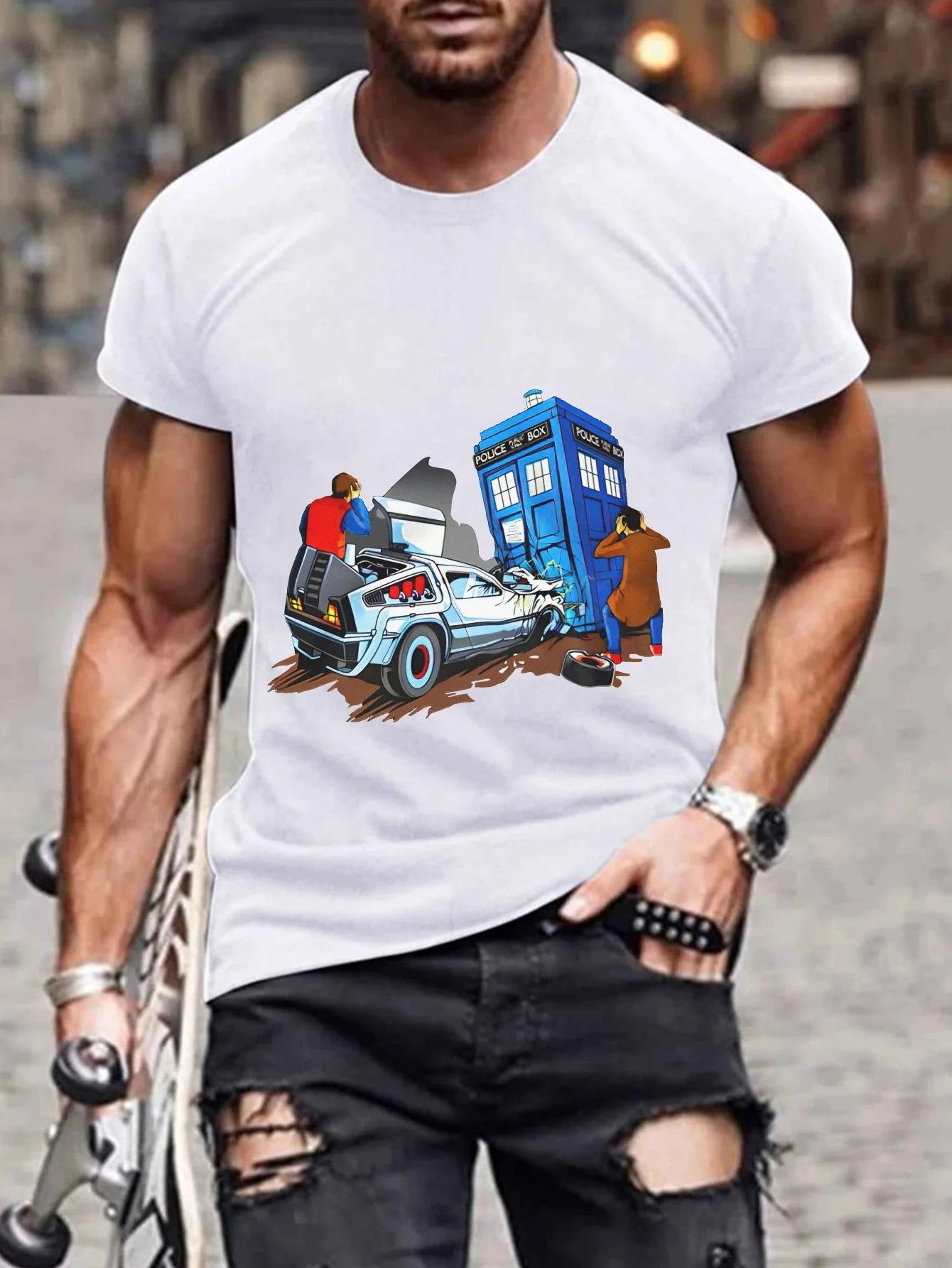 Doctor Who/ Back to the Future Cotton Mash up Tee