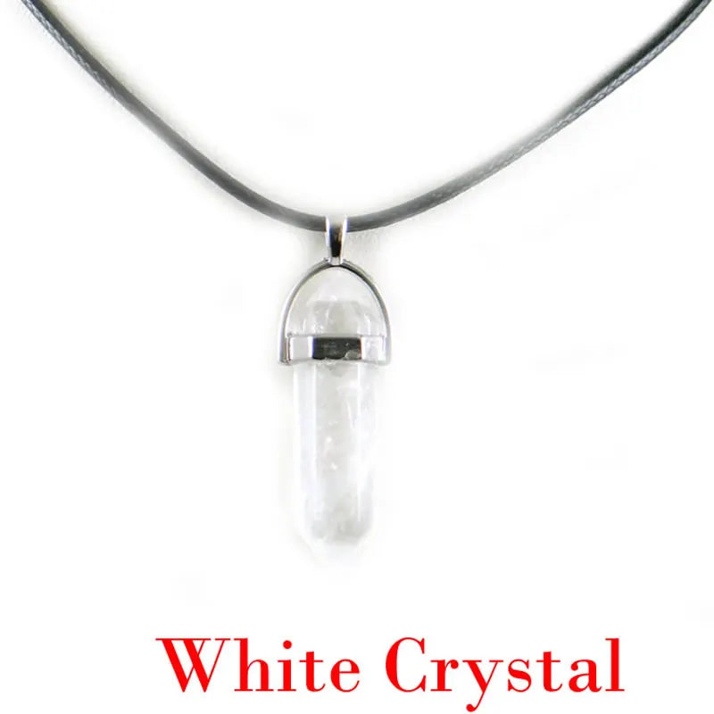 Hexagonal Rod Natural Stone or Synthetic Gemstone Chrystal Pendants. Lovely simple stone pendant for all types of geeks!