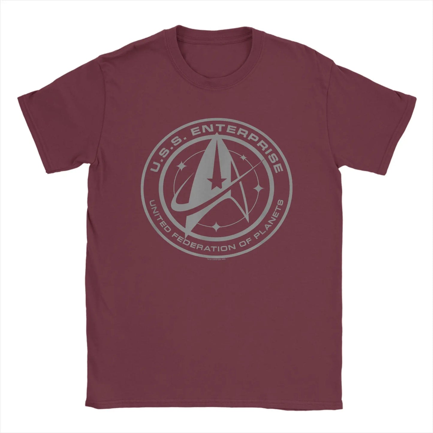 Star Trek Discovery Enterprise Crest T-Shirt for Men. Round Collar 100% Cotton Short Sleeve Tees