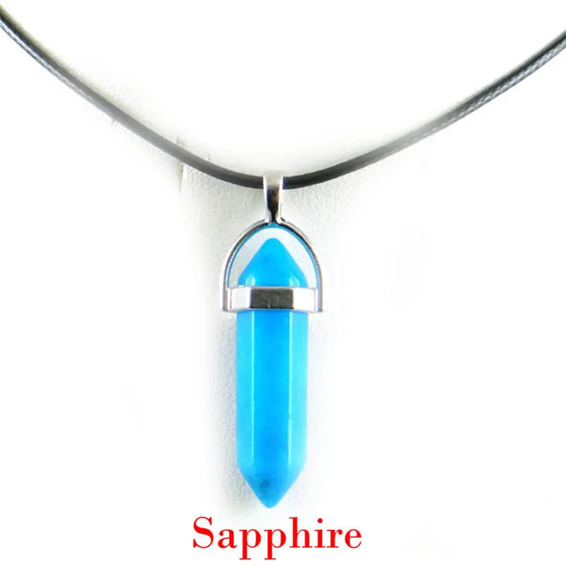 Hexagonal Rod Natural Stone or Synthetic Gemstone Chrystal Pendants. Lovely simple stone pendant for all types of geeks!