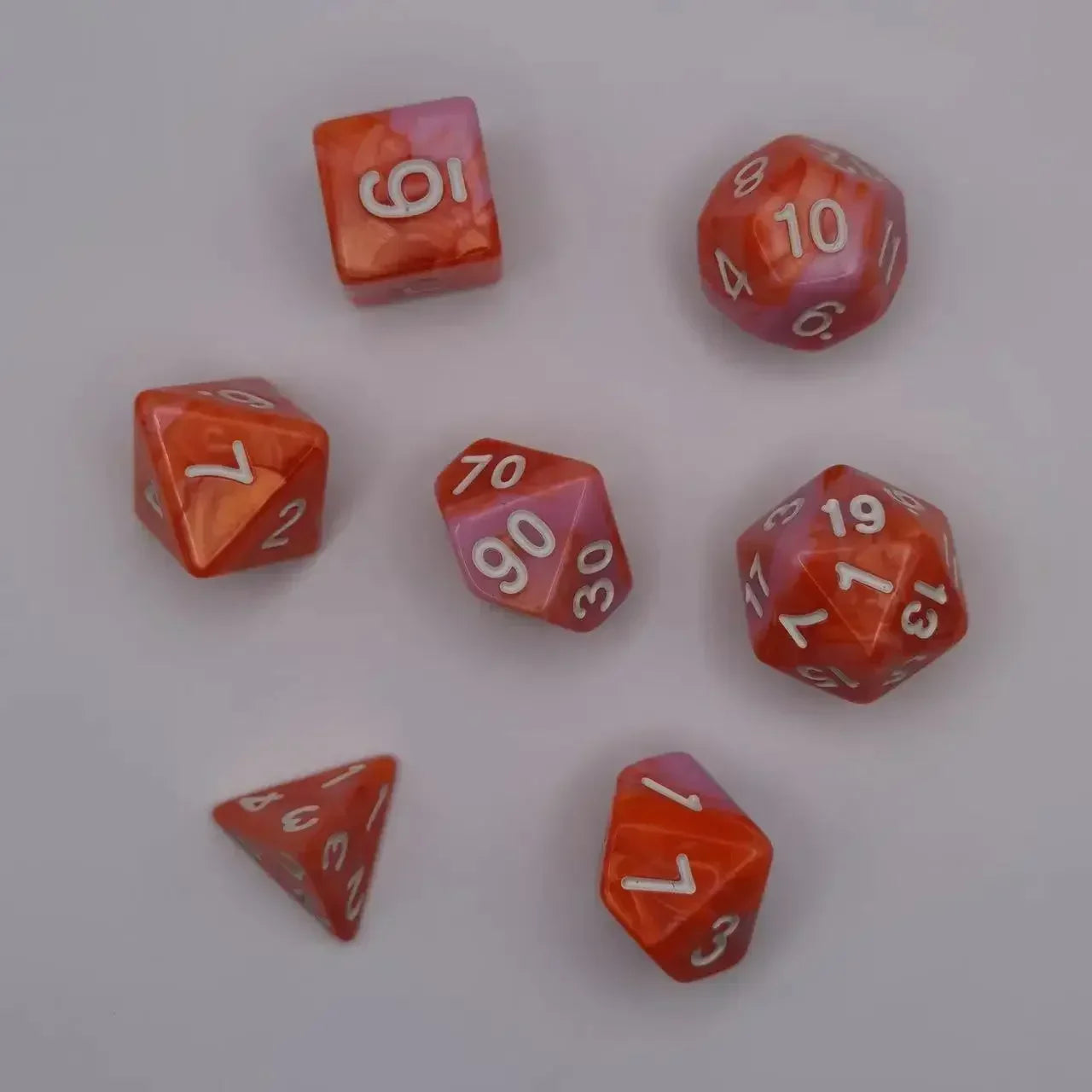 7pcs Set Dual Color Polyhedral Dice Number Dice Kit DND Dice Set for TRPG RPG COC D20 D12 D10 D8 D6 D4 Board Game Running Group