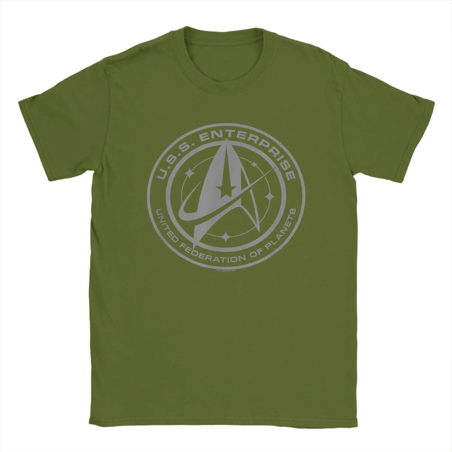 Star Trek Discovery Enterprise Crest T-Shirt for Men. Round Collar 100% Cotton Short Sleeve Tees
