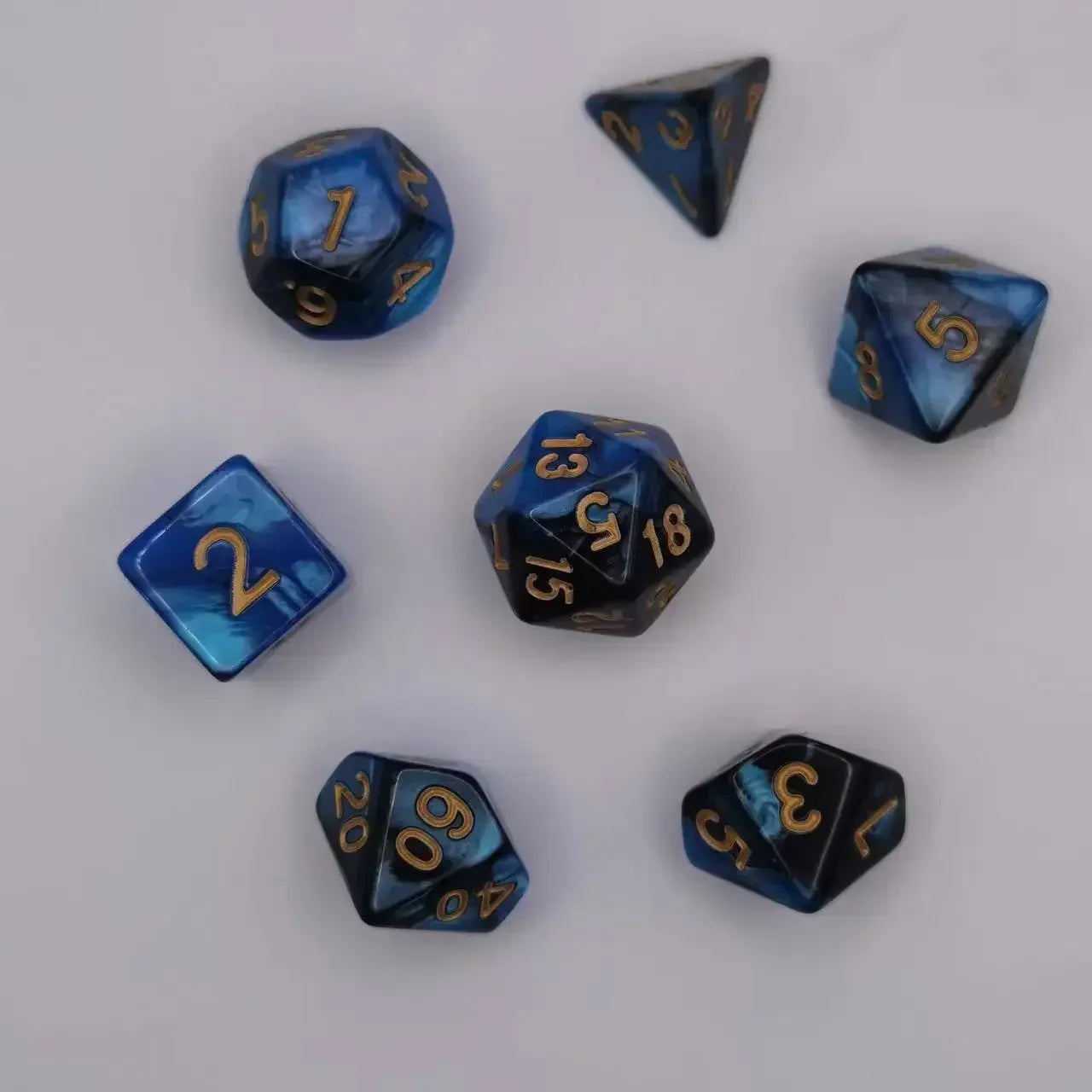 7pcs Set Dual Color Polyhedral Dice Number Dice Kit DND Dice Set for TRPG RPG COC D20 D12 D10 D8 D6 D4 Board Game Running Group