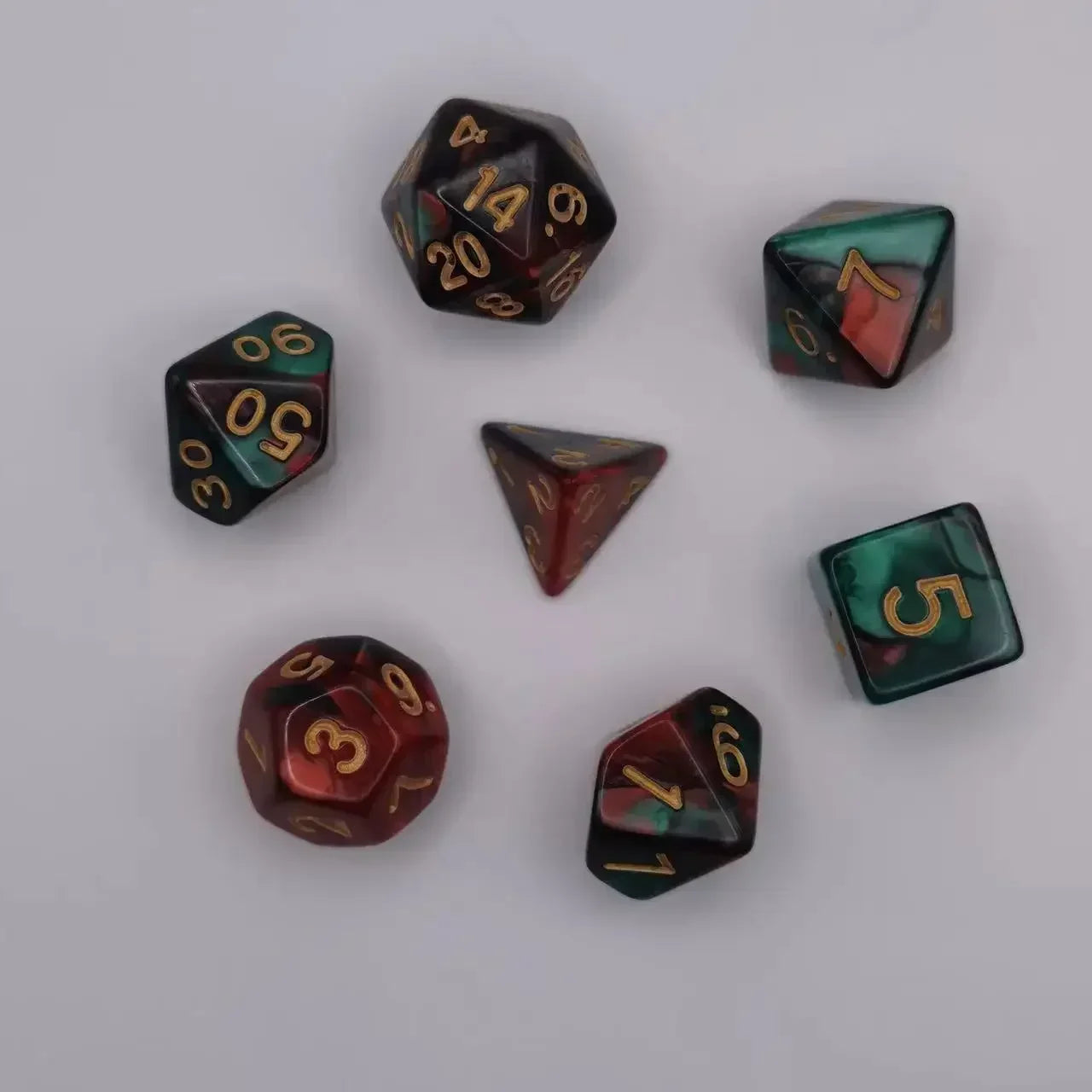 7pcs Set Dual Color Polyhedral Dice Number Dice Kit DND Dice Set for TRPG RPG COC D20 D12 D10 D8 D6 D4 Board Game Running Group