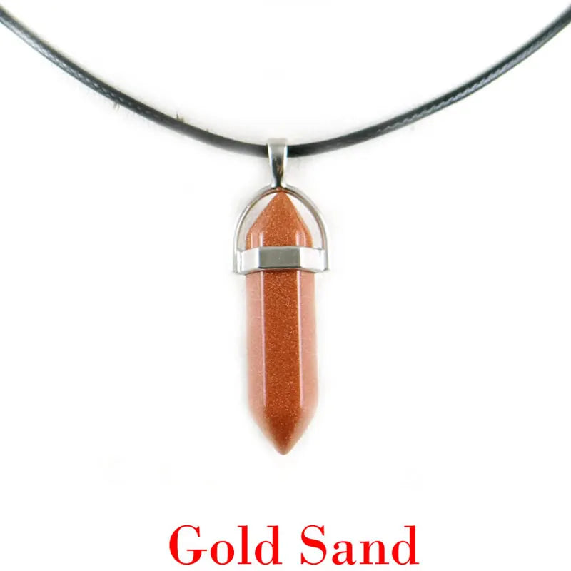 Hexagonal Rod Natural Stone or Synthetic Gemstone Chrystal Pendants. Lovely simple stone pendant for all types of geeks!