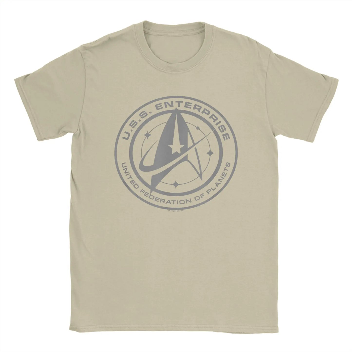 Star Trek Discovery Enterprise Crest T-Shirt for Men. Round Collar 100% Cotton Short Sleeve Tees