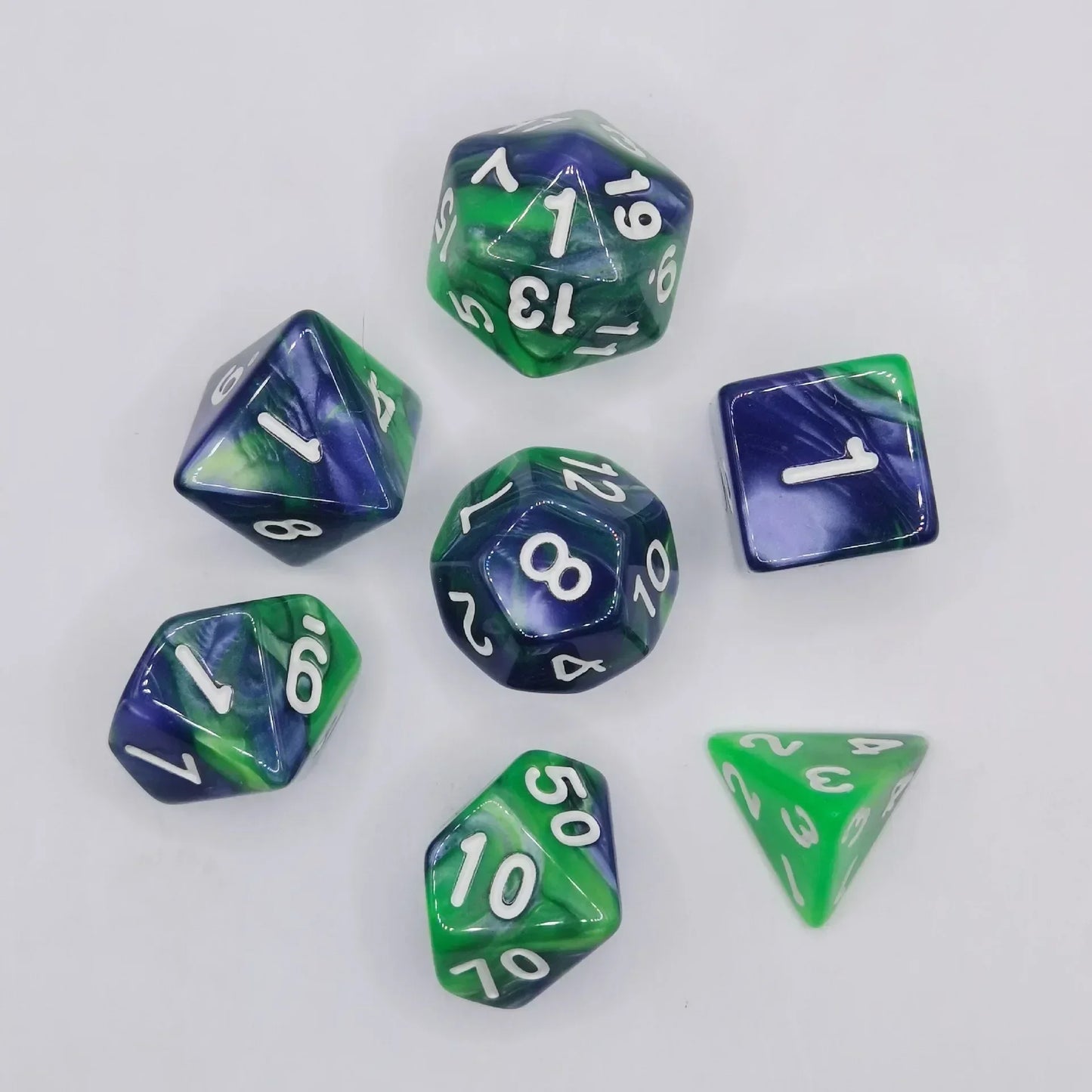 7pcs Set Dual Color Polyhedral Dice Number Dice Kit DND Dice Set for TRPG RPG COC D20 D12 D10 D8 D6 D4 Board Game Running Group