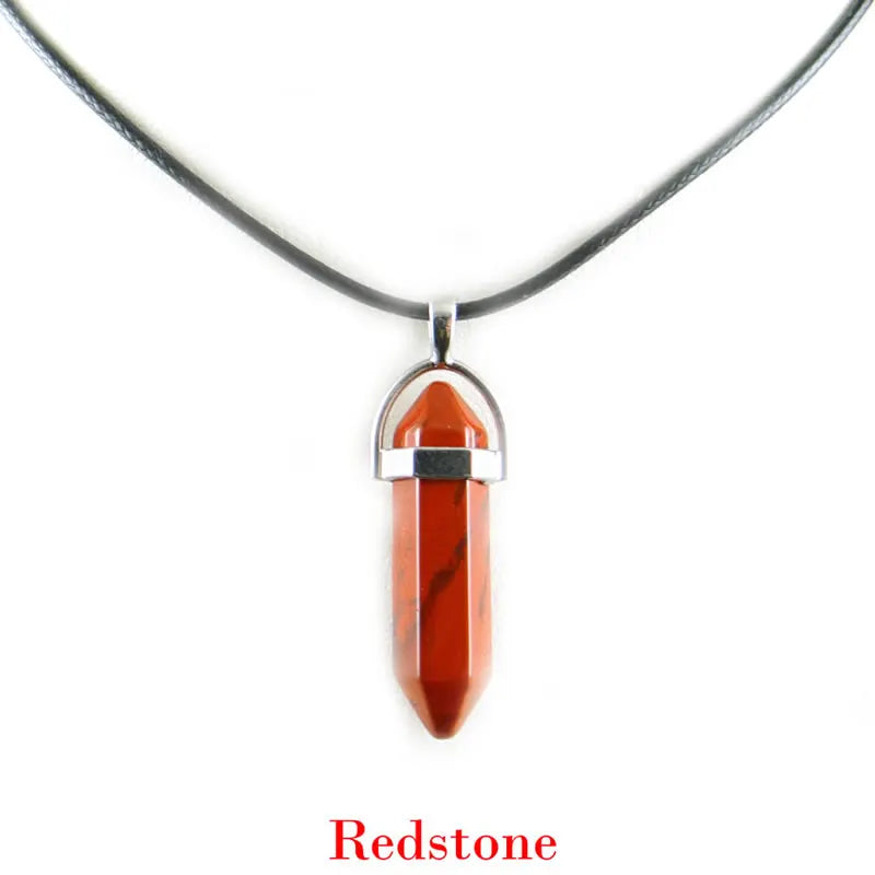 Hexagonal Rod Natural Stone or Synthetic Gemstone Chrystal Pendants. Lovely simple stone pendant for all types of geeks!