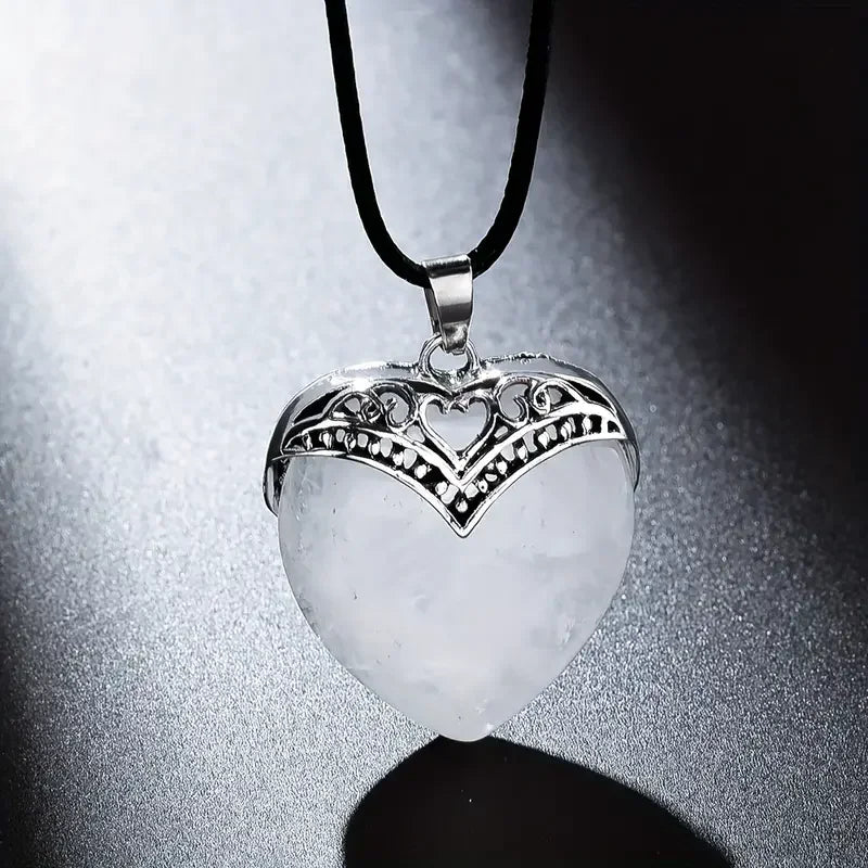 Beautiful Heart Shaped Natural Stone Pendants for the Goth, Steampunk and Boho geeks. Or for those who love the style!