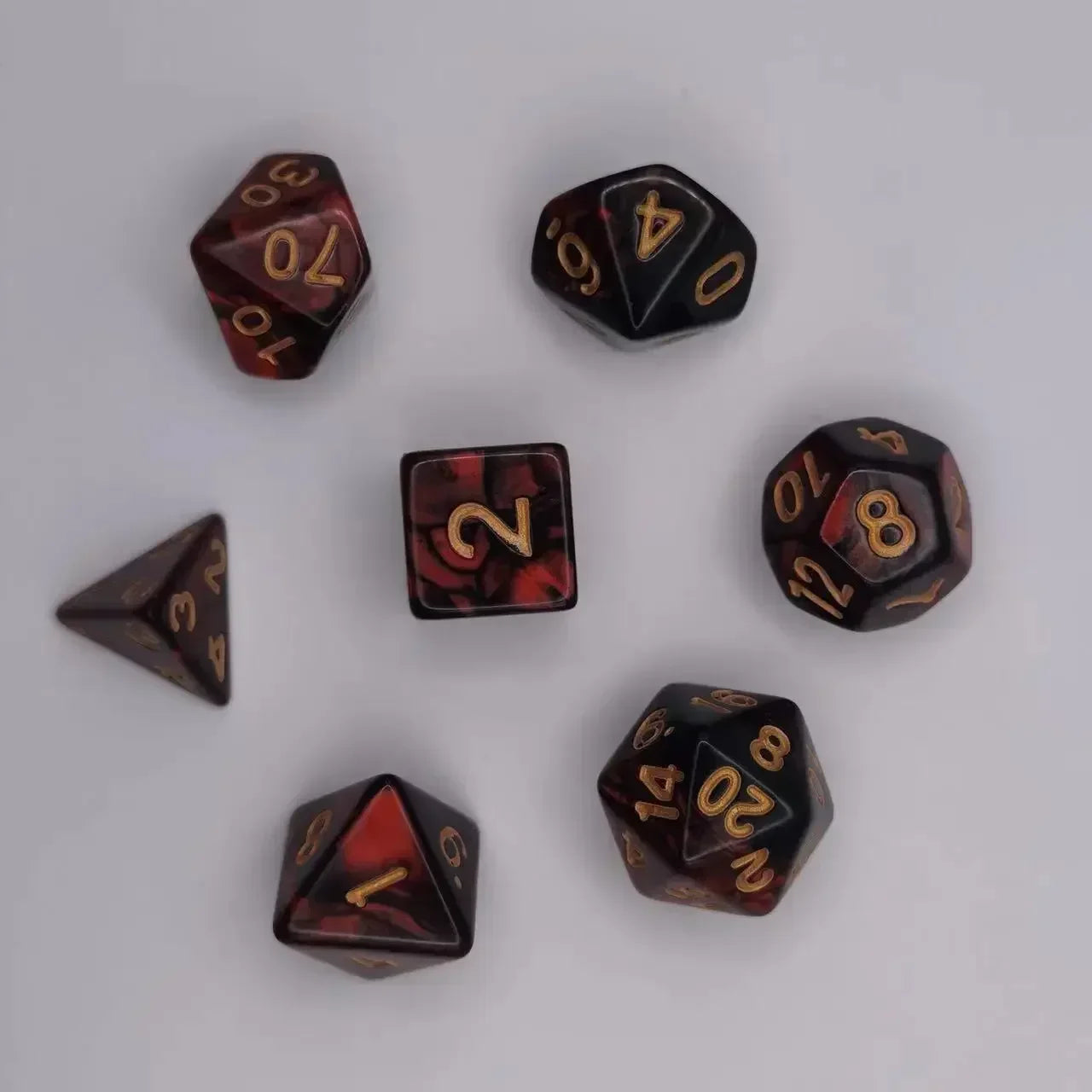 7pcs Set Dual Color Polyhedral Dice Number Dice Kit DND Dice Set for TRPG RPG COC D20 D12 D10 D8 D6 D4 Board Game Running Group