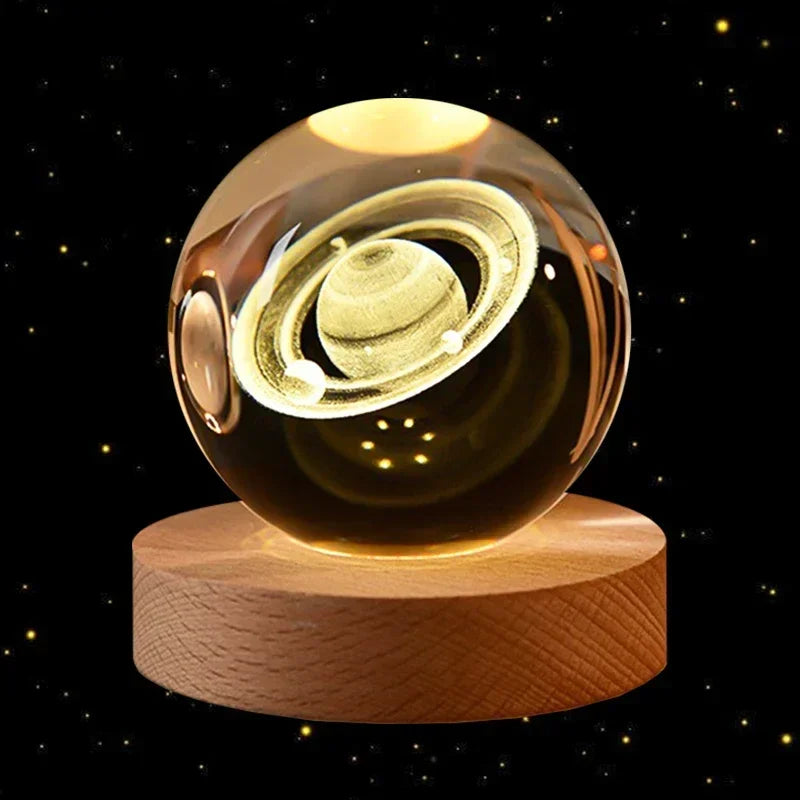 Illuminate you desk, bookshelf or night stand with one of these cool 6cm 3D Crystal globe lights. Choose from a variety of themes such as the Moon, Saturn, the Galaxy and the Solar System.