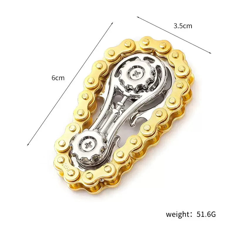 Metal Gear Chain fidget spinner. A different type of fidget and stim toy. Cool and satisfying.
