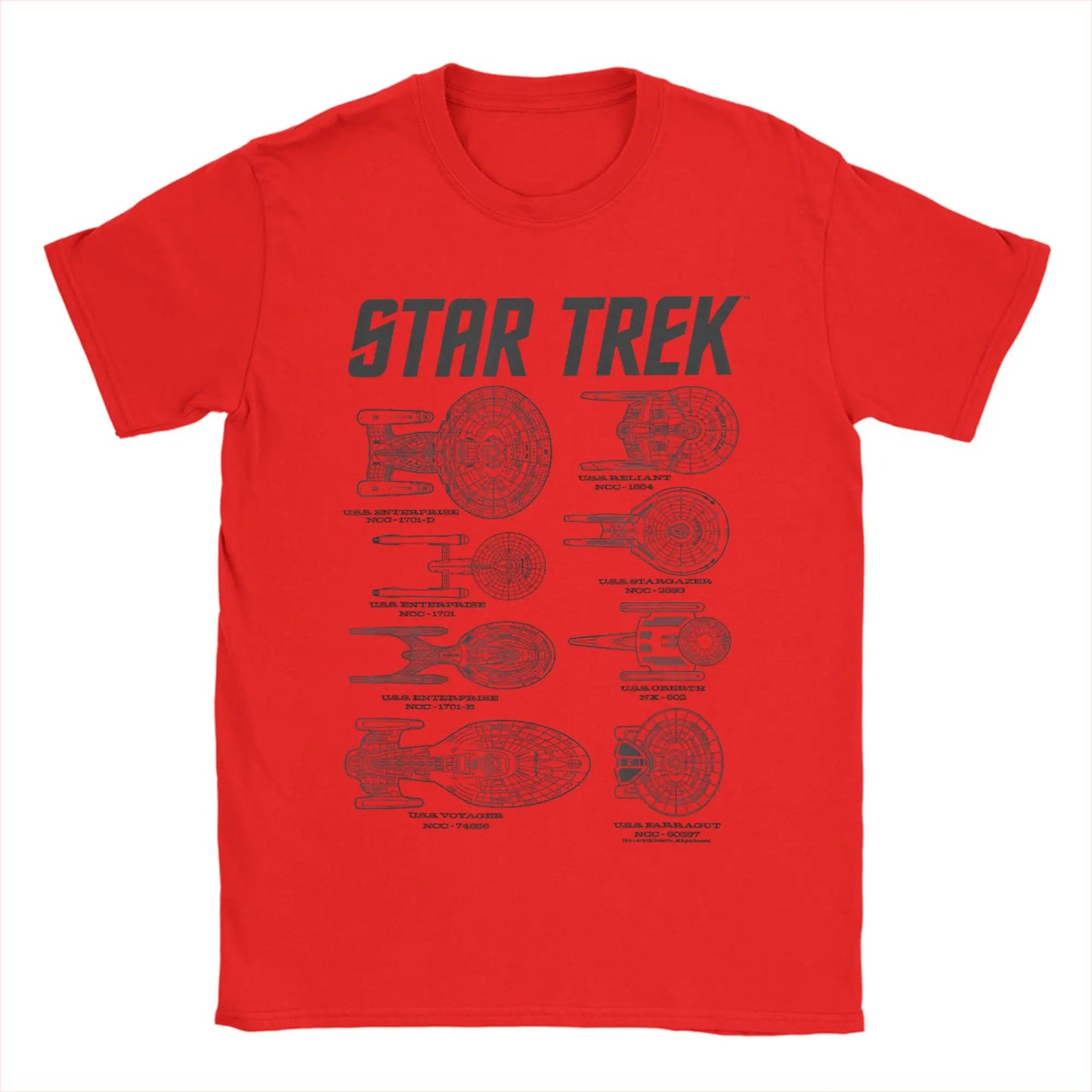 Star Trek T-Shirt Mens Spaceships Of Starfleet round Neck Short Sleeve T Shirt.