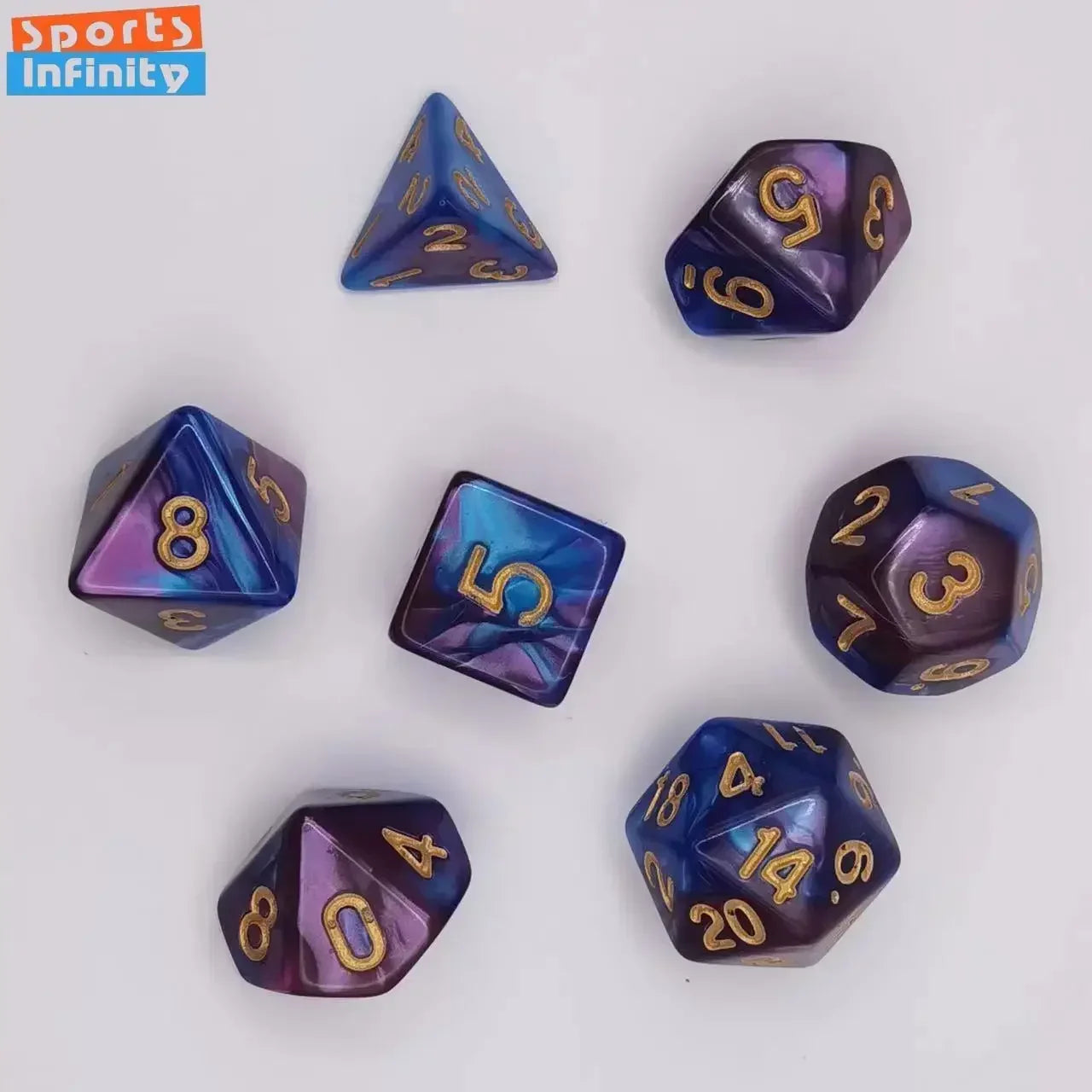 7pcs Set Dual Color Polyhedral Dice Number Dice Kit DND Dice Set for TRPG RPG COC D20 D12 D10 D8 D6 D4 Board Game Running Group