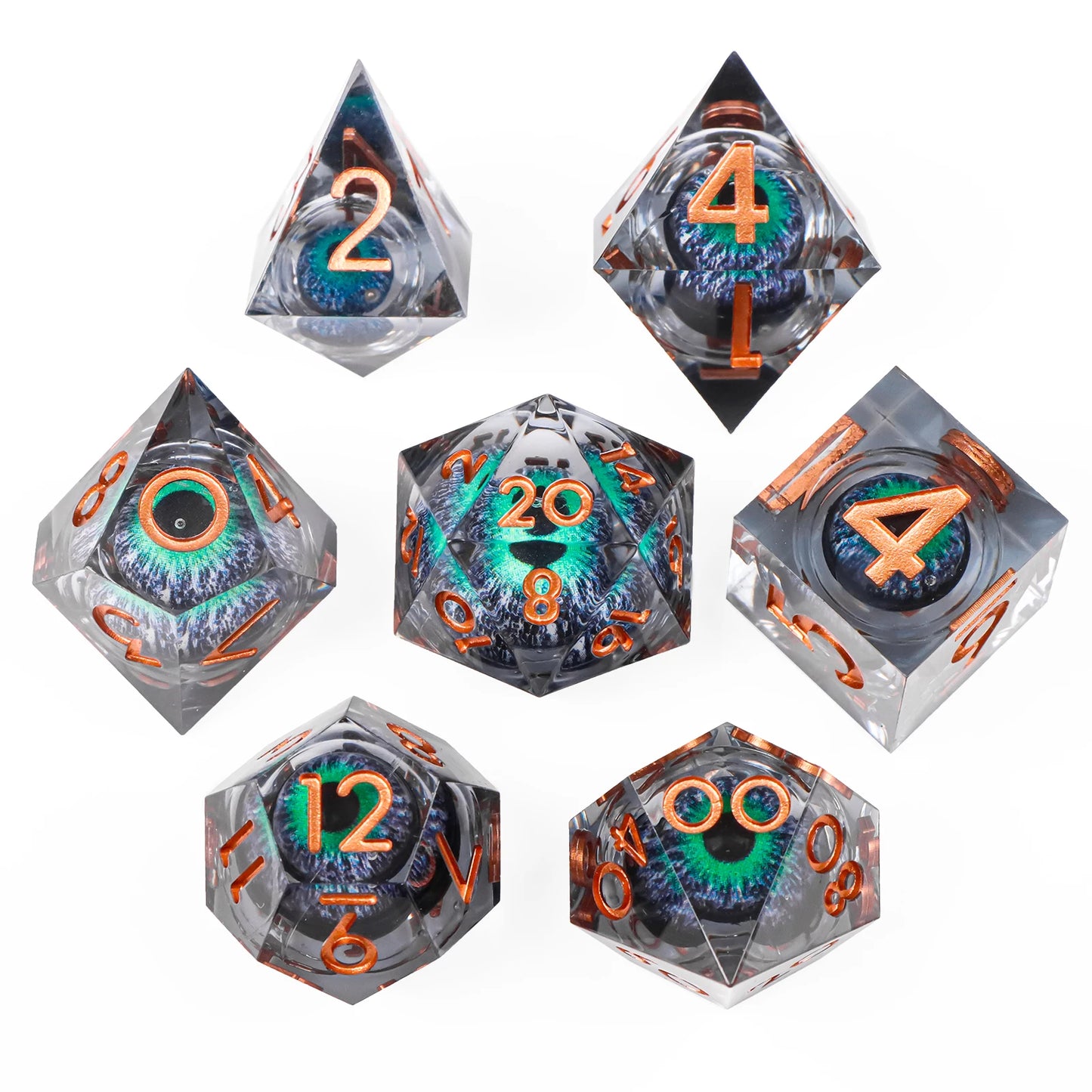 Liquid Core Dragon Eye Dice sets. Choose from a variety of colours!