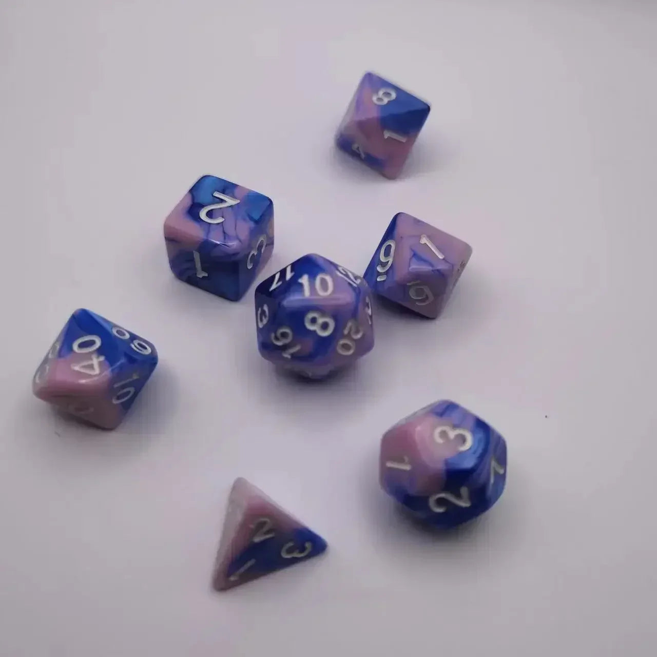 7pcs Set Dual Color Polyhedral Dice Number Dice Kit DND Dice Set for TRPG RPG COC D20 D12 D10 D8 D6 D4 Board Game Running Group