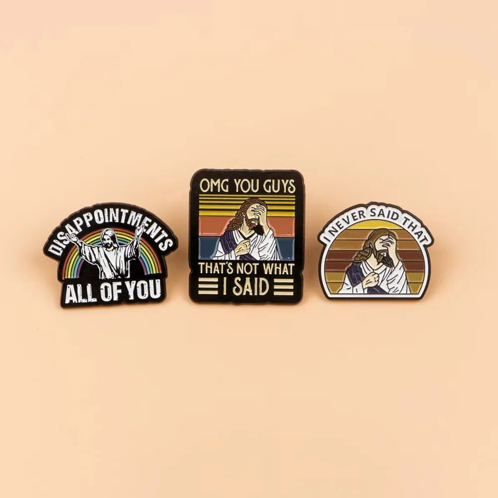 Irreverent Jesus Pins. For those who like to give a bit of cheek to our Christian neighbours.
