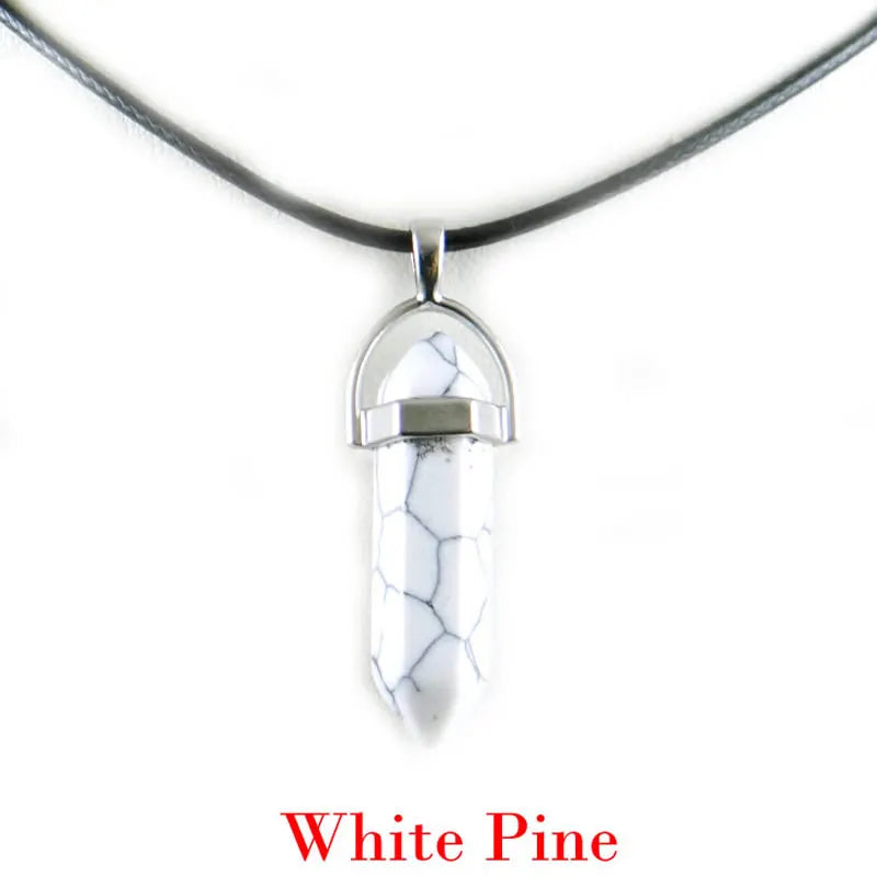 Hexagonal Rod Natural Stone or Synthetic Gemstone Chrystal Pendants. Lovely simple stone pendant for all types of geeks!