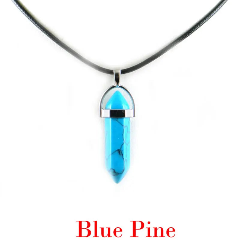 Hexagonal Rod Natural Stone or Synthetic Gemstone Chrystal Pendants. Lovely simple stone pendant for all types of geeks!