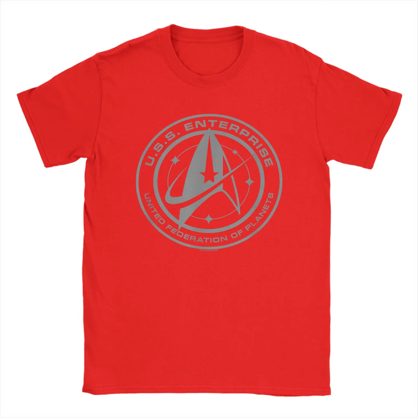 Star Trek Discovery Enterprise Crest T-Shirt for Men. Round Collar 100% Cotton Short Sleeve Tees