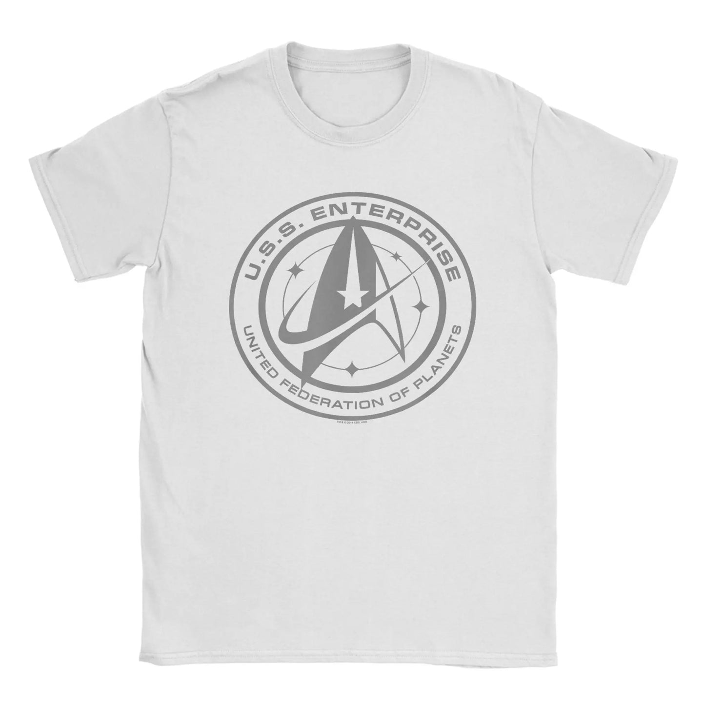 Star Trek Discovery Enterprise Crest T-Shirt for Men. Round Collar 100% Cotton Short Sleeve Tees
