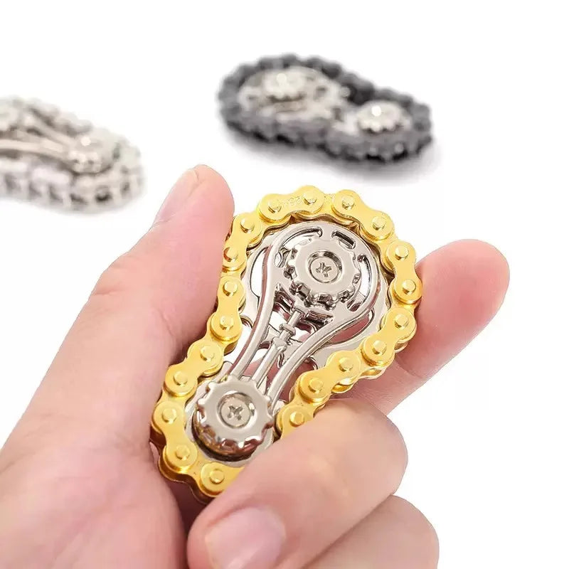 Metal Gear Chain fidget spinner. A different type of fidget and stim toy. Cool and satisfying.