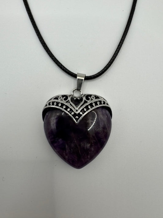 Gothic heart shaped stone pendant