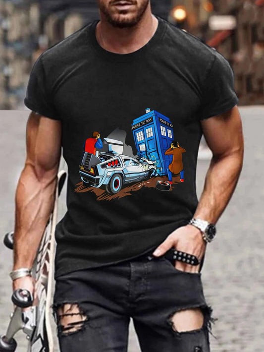 Doctor Who/ Back to the Future Cotton Mash up Tee
