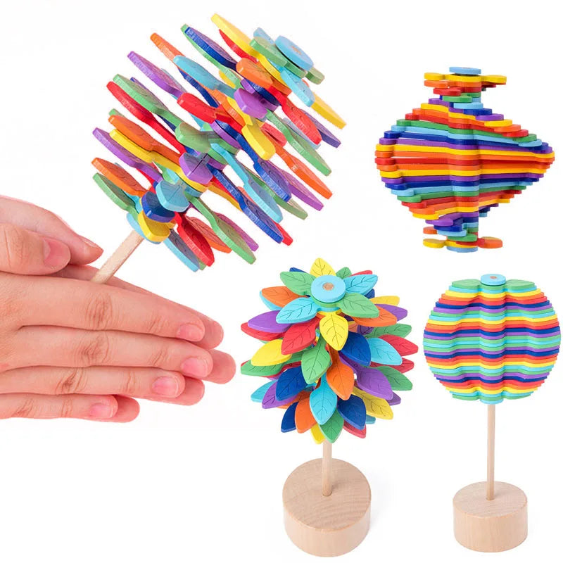 Wooden Spiral Tree toy. Great for kids and adults. Cool fidget and dexterity toy. Choose from a three colour themes.