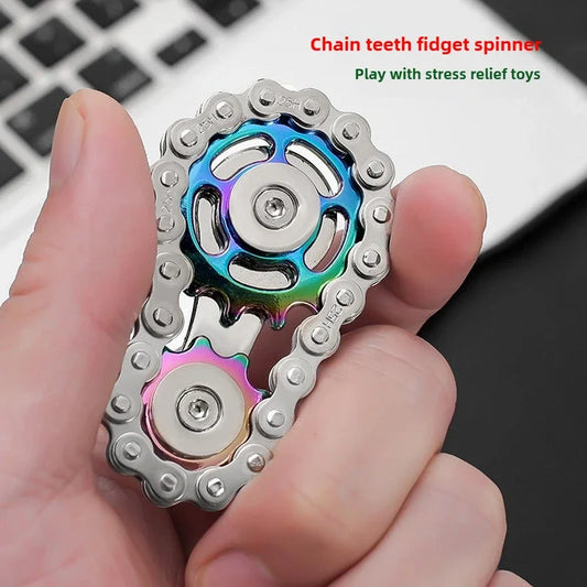 Metal Gear Chain fidget spinner. A different type of fidget and stim toy. Cool and satisfying.