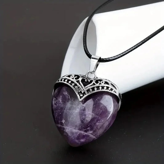 Beautiful Heart Shaped Natural Stone Pendants for the Goth, Steampunk and Boho geeks. Or for those who love the style!