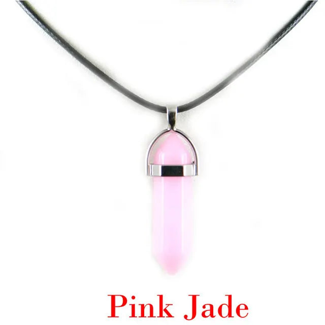 Hexagonal Rod Natural Stone or Synthetic Gemstone Chrystal Pendants. Lovely simple stone pendant for all types of geeks!